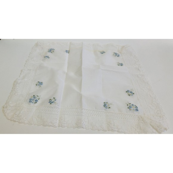 Unbranded Other - Vtg Embroidered Floral Cotton Hankie Handkerchief Switzerland RN15627 White Lace
